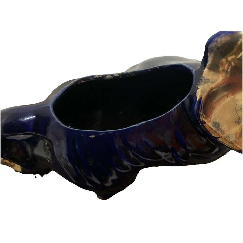 MCM Elephant Planter Cobalt Blue Gold